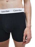 Calvin Klein 3 Pack Cotton Stretch - Longer Leg Boxer Brief Shorts ( BLACK )