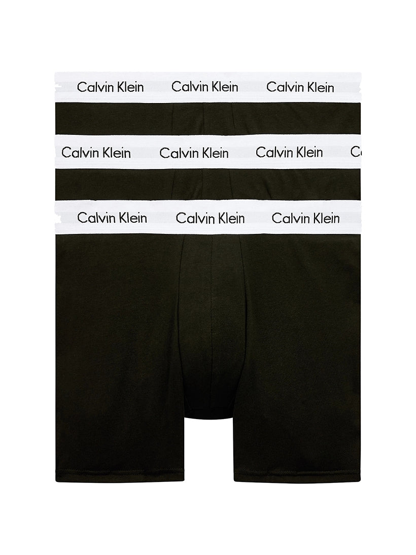 Calvin Klein 3 Pack Cotton Stretch - Longer Leg Boxer Brief Shorts ( BLACK )