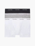 Calvin Klein 3 Pack Pure Cotton Classic Fit Trunks - Black/White/Grey Heather