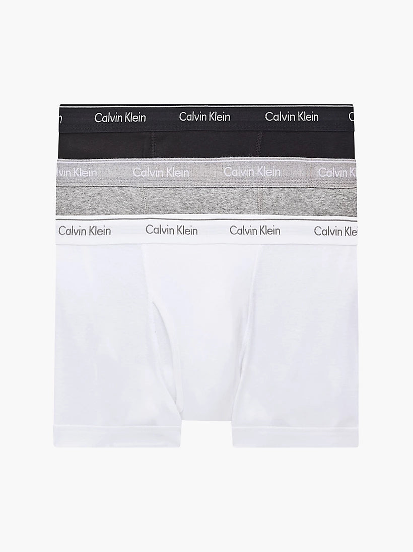 Calvin Klein 3 Pack Pure Cotton Classic Fit Trunks - Black/White/Grey Heather