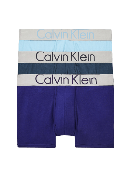 Calvin Klein 3 Pack Trunks- Steel Cotton ( Hemisphere / Hydrangea / Purple Fuss )