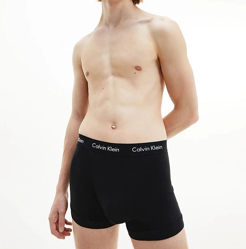 Calvin Klein 5 Pack Cotton Stretch - Normal Rise Trunks ( Black / Black Waistband )