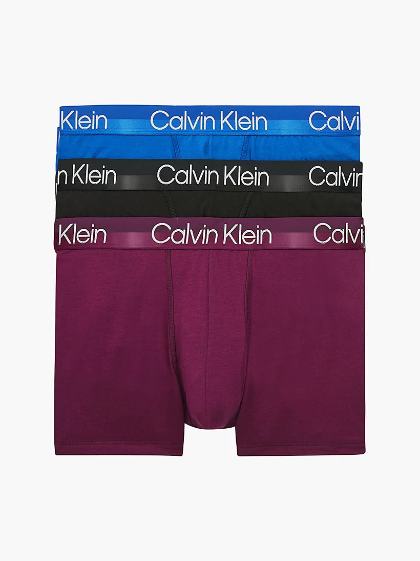 Calvin Klein 3 Pack Modern Structure Trunk - Providence Blue / Groovy Plum / Black