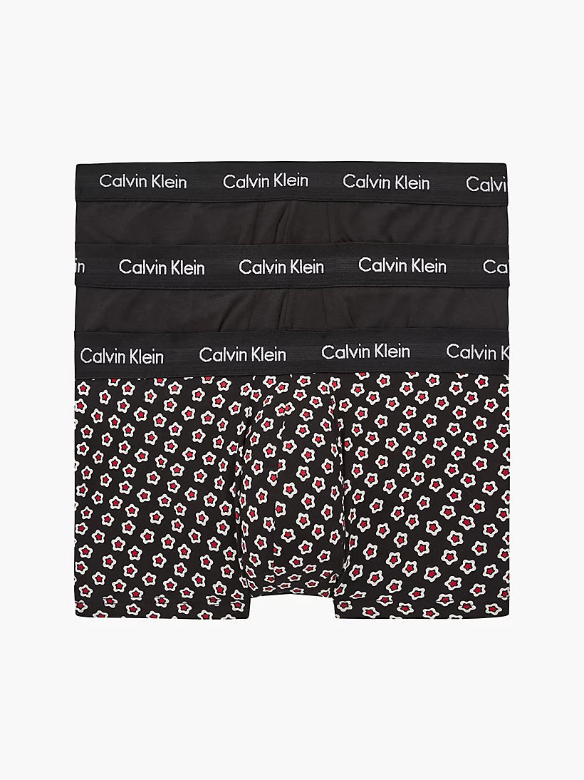 Calvin Klein 3 Pack Low rise Trunks - Cotton Stretch ( Black / Black / Dreamy Star Print )