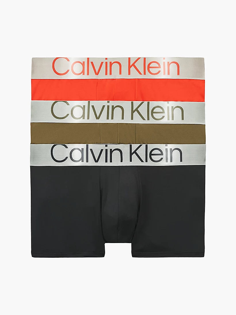 Calvin Klein 3 Pack Trunks - Steel Micro - ( Tuscan Terra Cotta/ Aspen / Black )