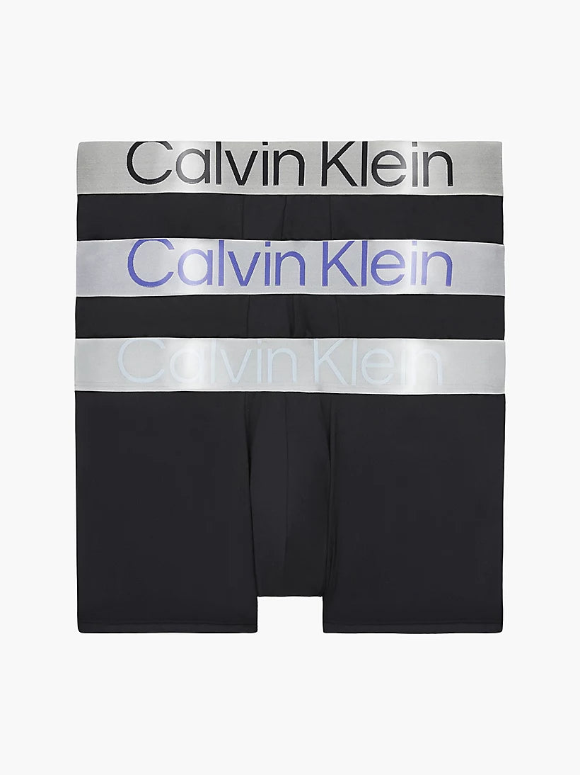 Calvin Klein 3 Pack Trunks - Steel Micro - Black/ Dark Lavender/ Zero Below