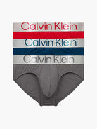 Calvin Klein Steel Cotton Hip Briefs, Pack of 3, Grey Sky / Berry Sangria / Lake Crest