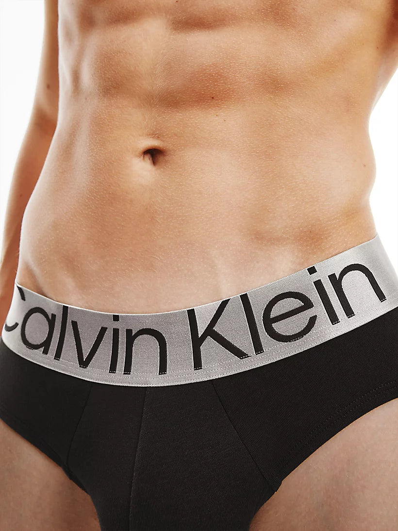 Calvin Klein 3 Pack Steel Cotton Hip Briefs, Black