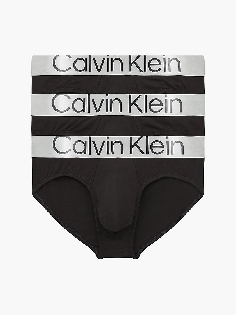 Calvin Klein 3 Pack Steel Cotton Hip Briefs, Black