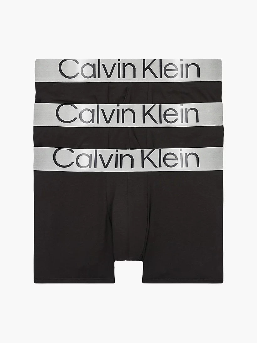 Calvin Klein 3 Pack Steel Cotton Trunks - Black