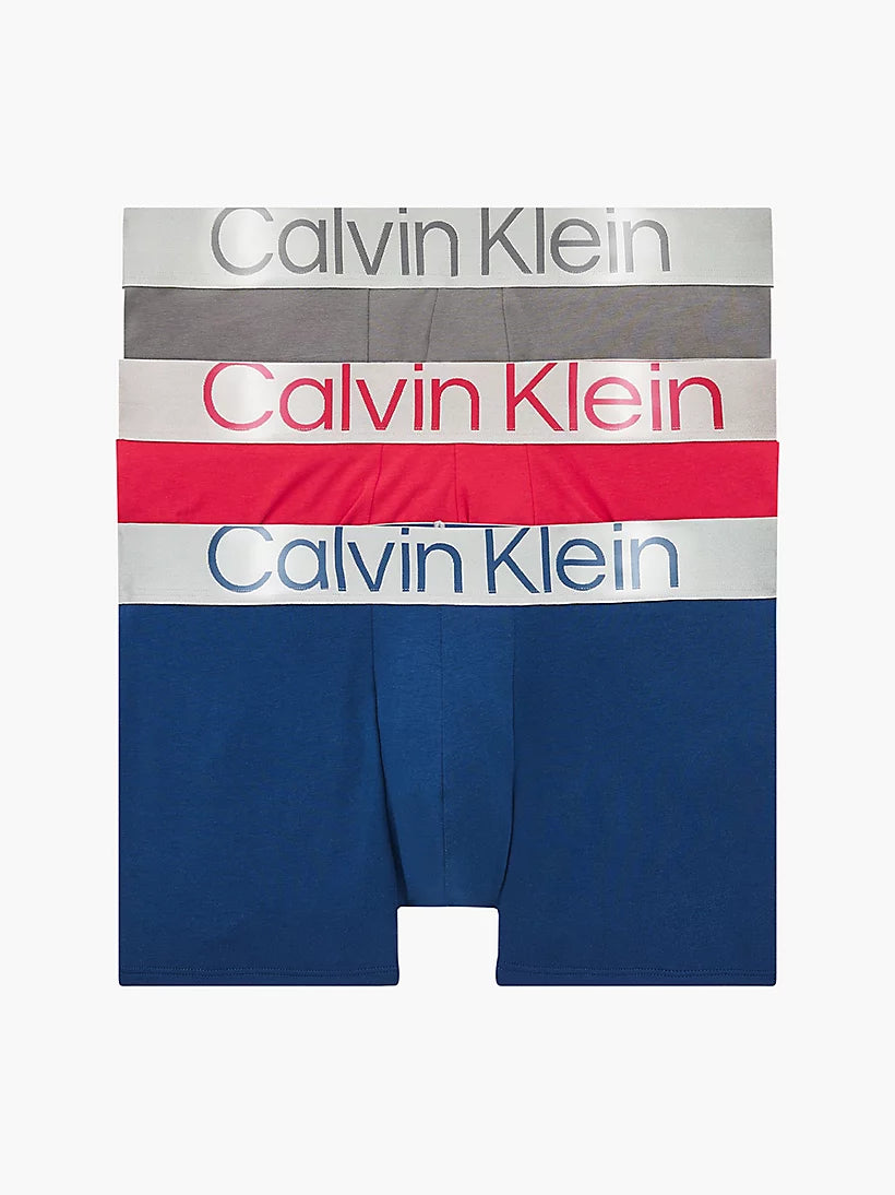 Calvin Klein - 3 Pack Trunks Steel Cotton - Grey/Berry/Blue