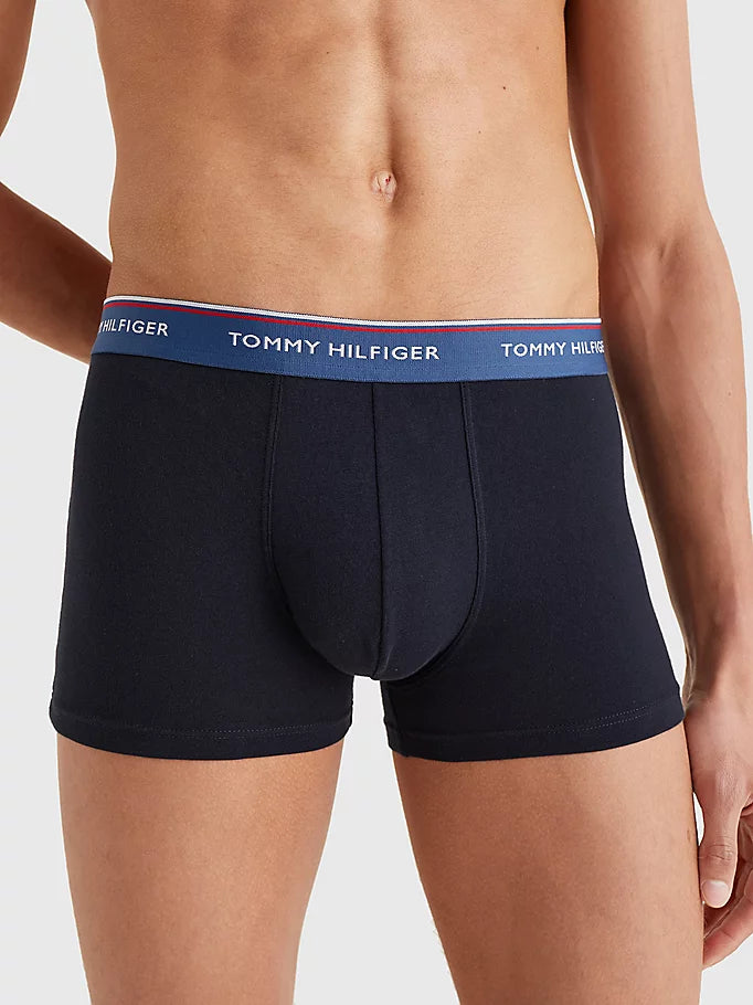 Tommy Hilfiger - 3 Pack Essential Trunks - Blue with Contrast Waistband (OS7)