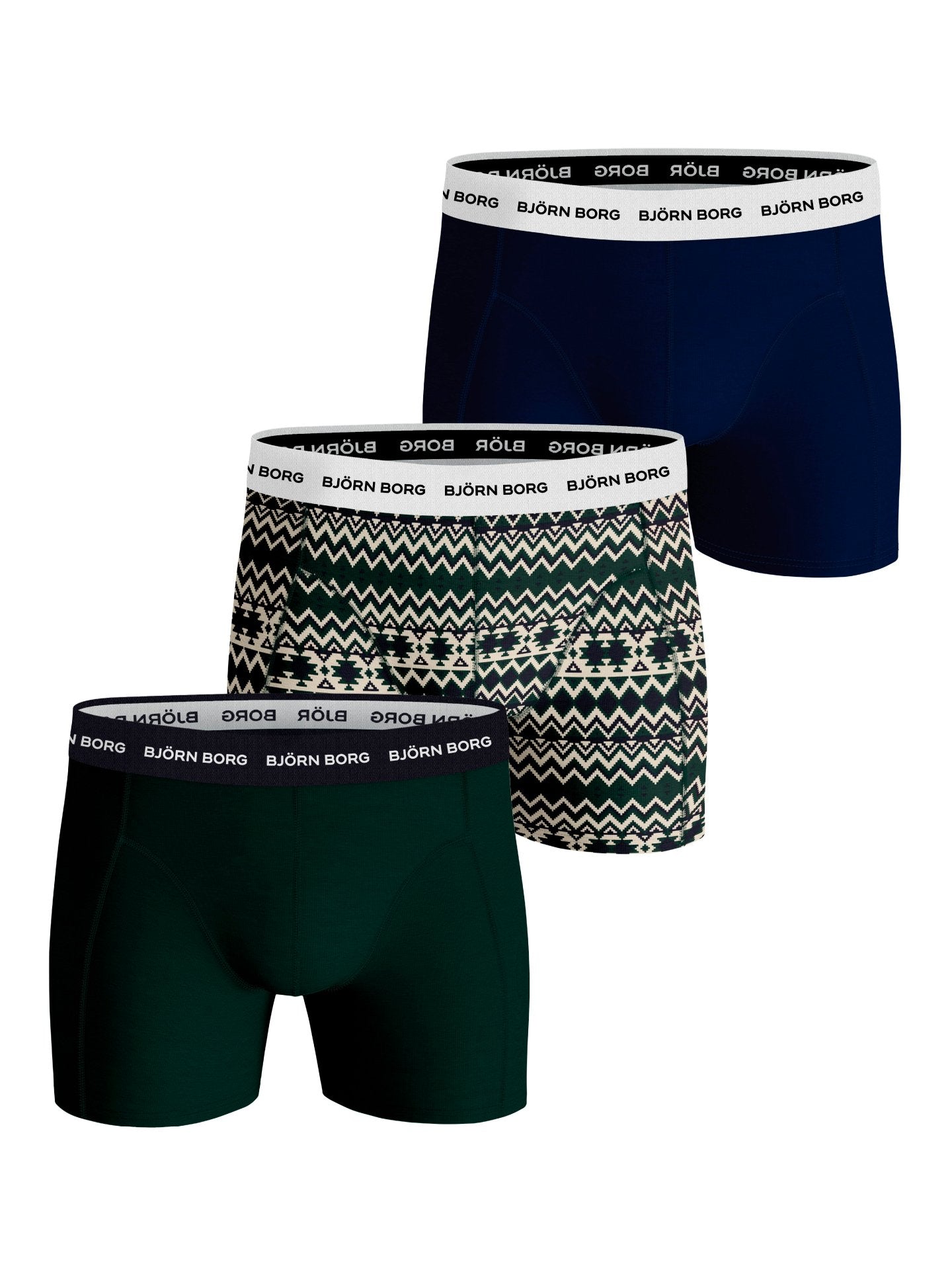 Björn Borg Essential Boxer 3 Pack- Blue, Green, Print - MP003