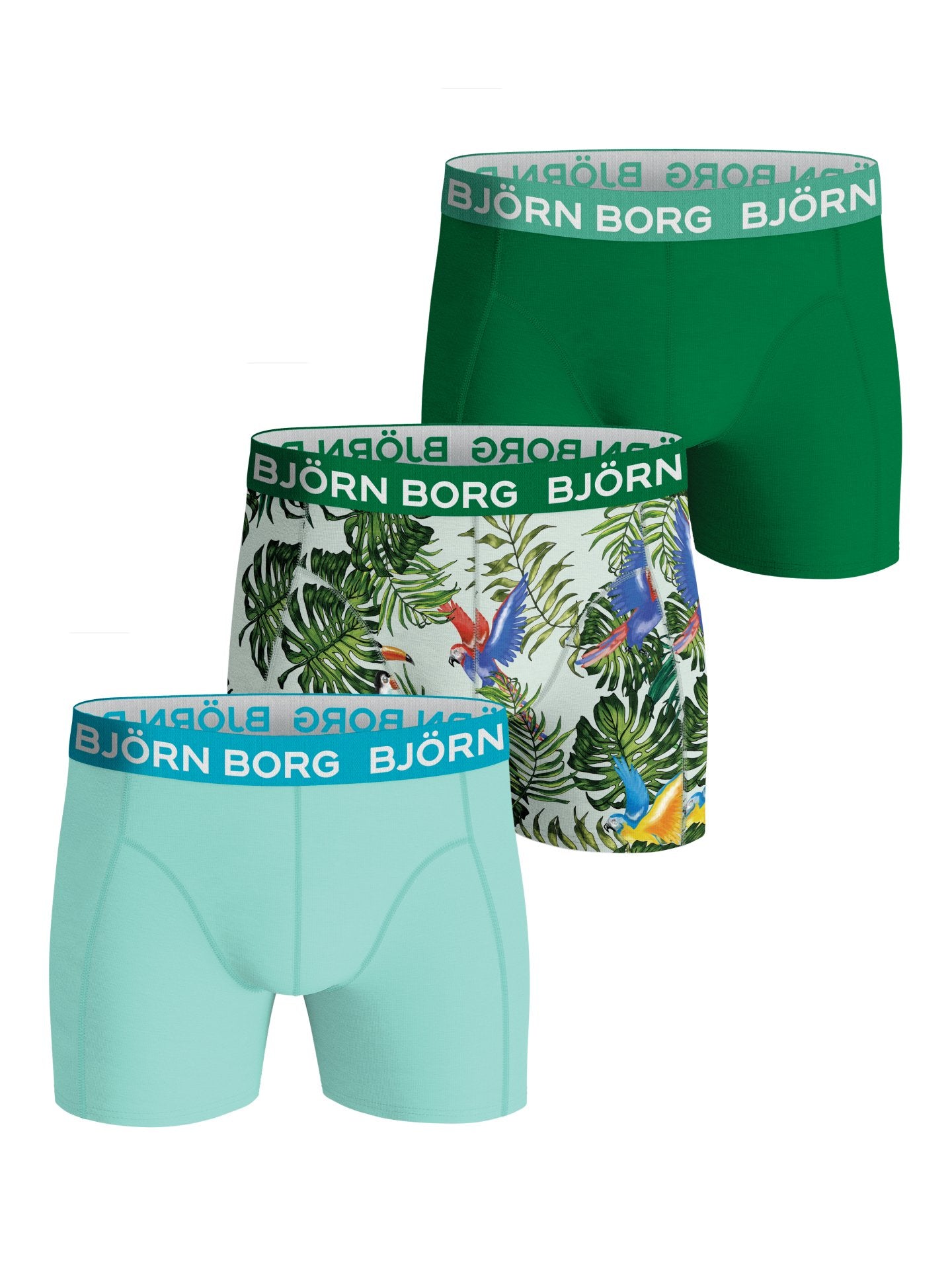 Björn Borg Essential Boxer 3 Pack- Green, Print - MP002