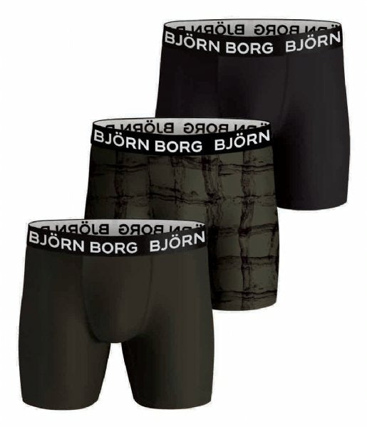 Björn Borg Performance Boxer 3-pack - Black/Green/Print