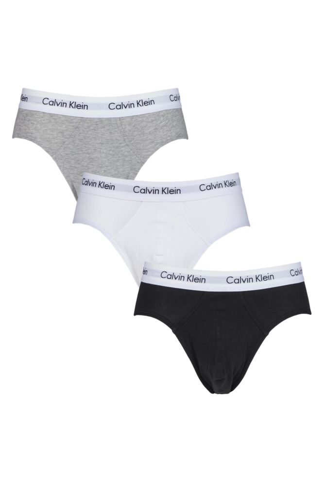 Calvin Klein 3 Pack Cotton Stretch – Hip Briefs ( Black / Grey / White )