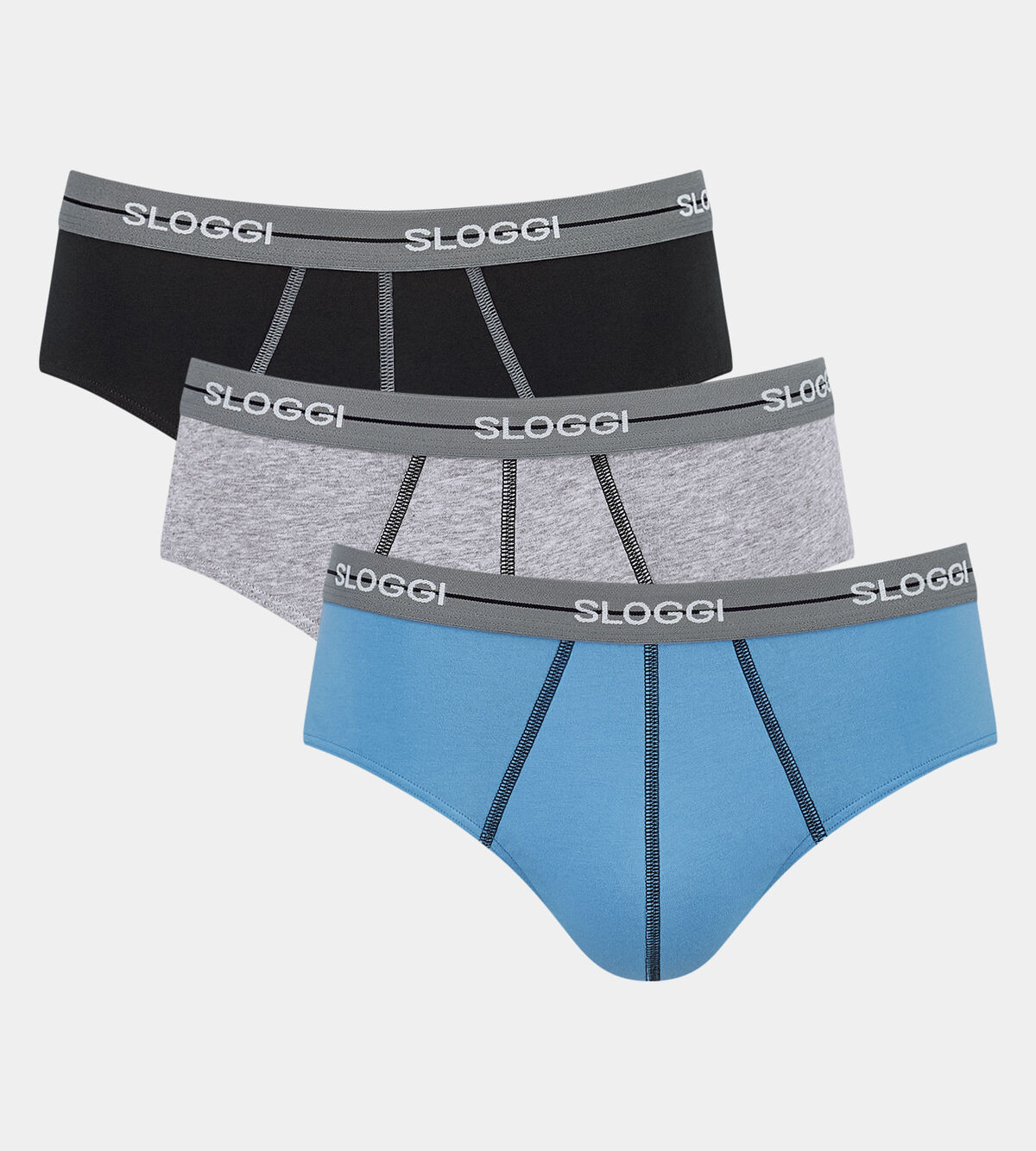 Sloggi Men Start Men's midi Briefs 3 Pack - Grey Combination