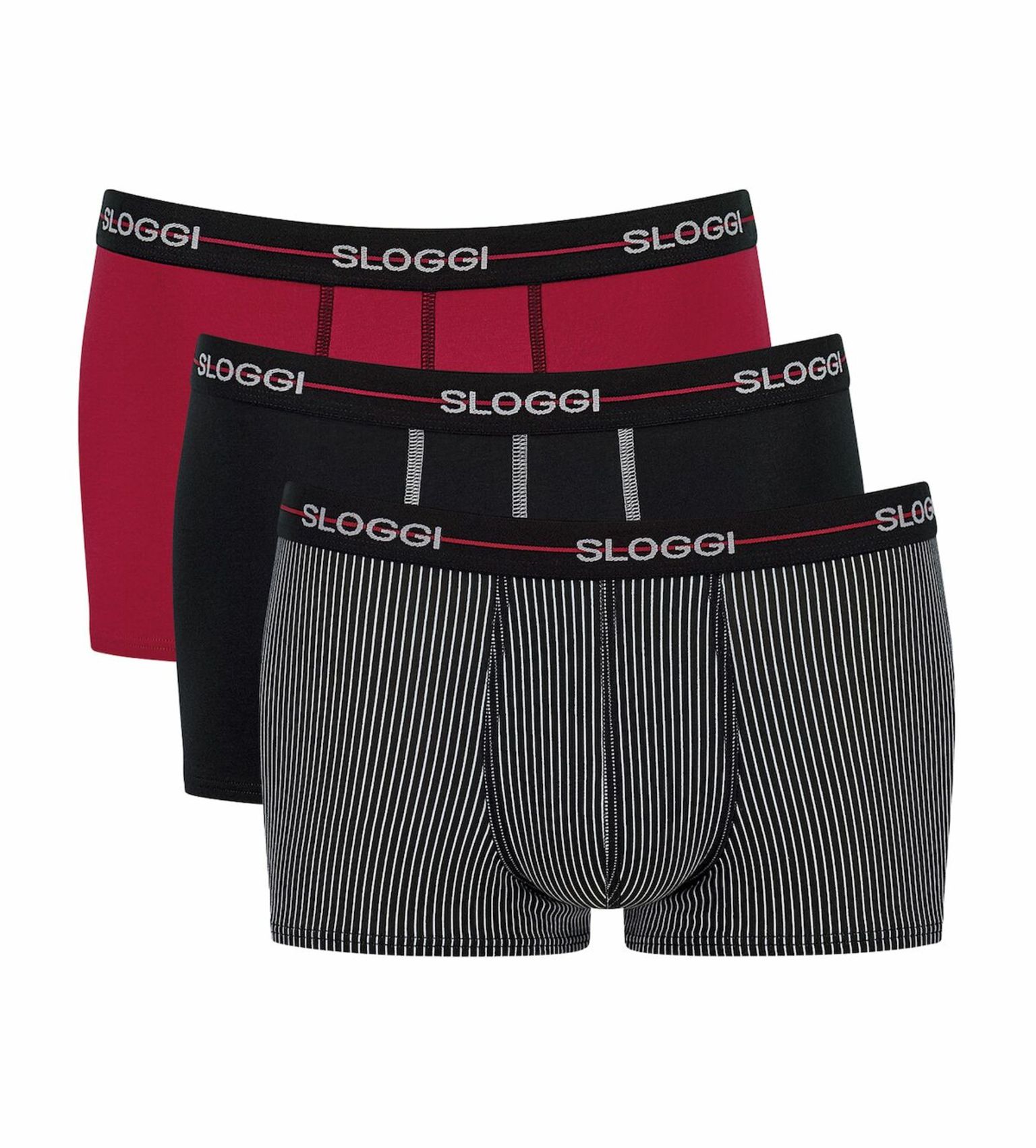 Sloggi Men 3 Pack Go Start Hipster – Red/Black Stripes(M006)