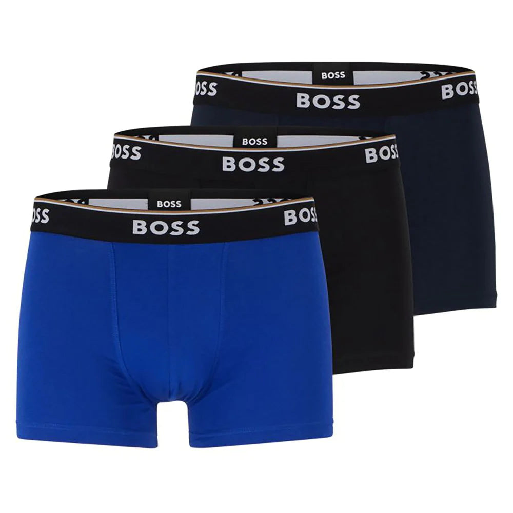 Boss 3 Pack of Stretch-Cotton Trunks - Black/Blue/Navy