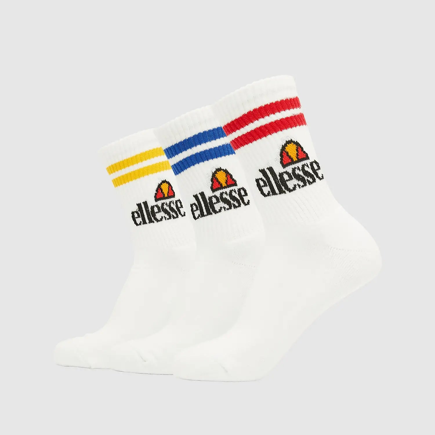 Ellesse Pullo 3 Pack Socks - White with Contrast Stripe