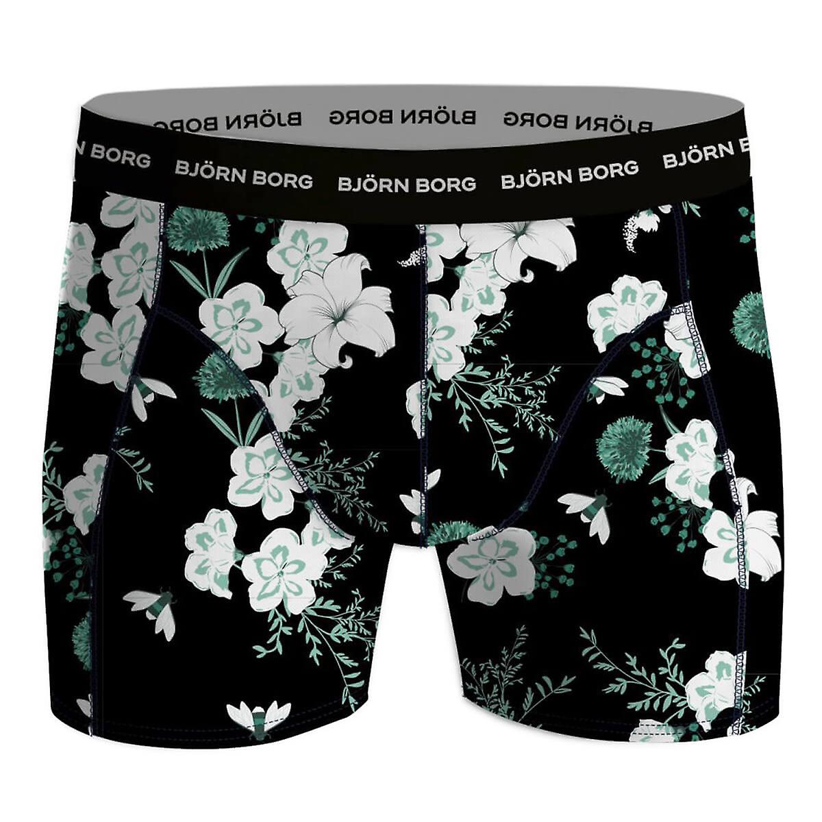 Björn Borg Men's 3 Pack Boxers -Black Bouquet Sammy, All Green