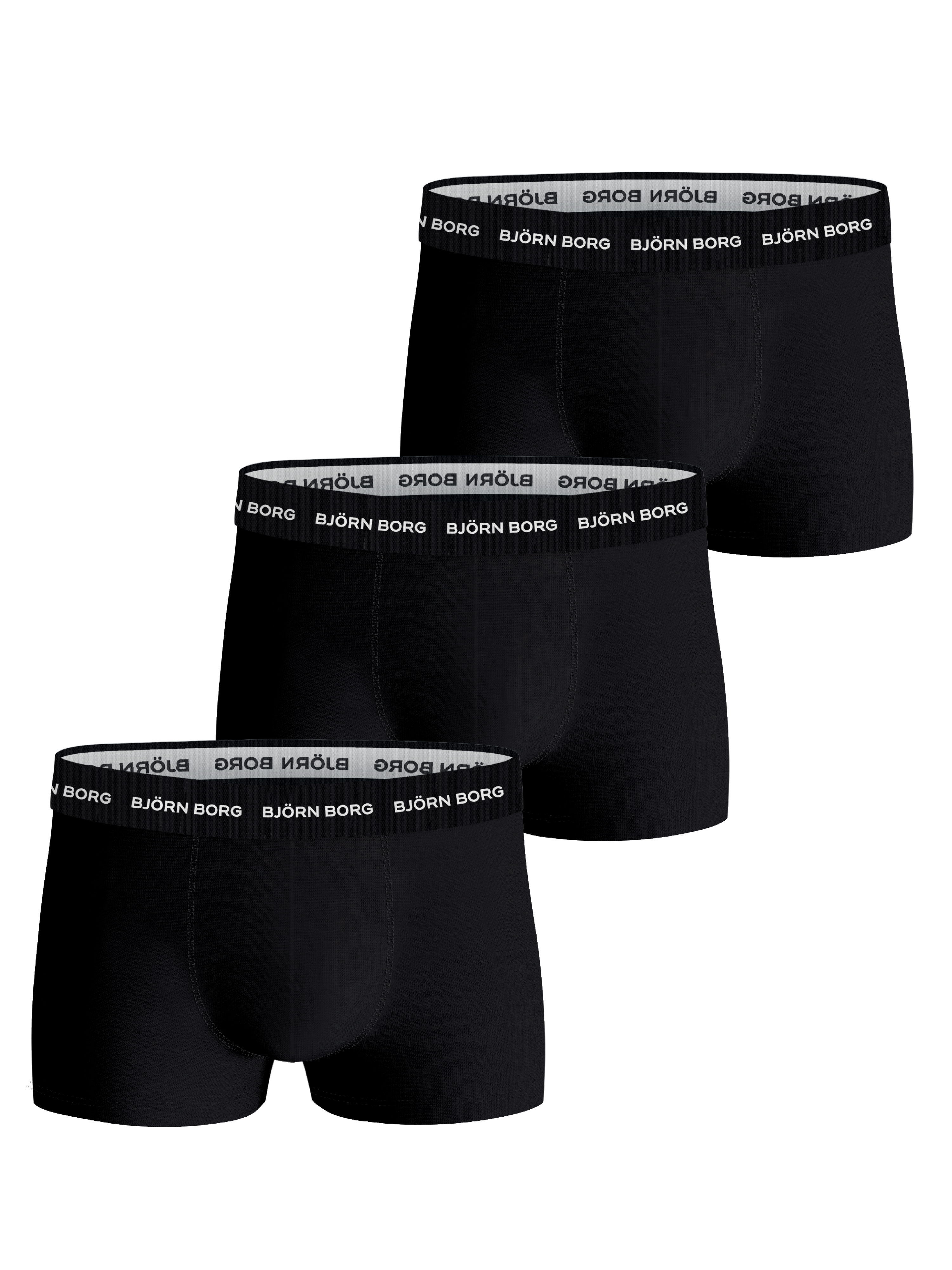 Björn Borg Cotton Stretch Trunks, Pack of 3, Black