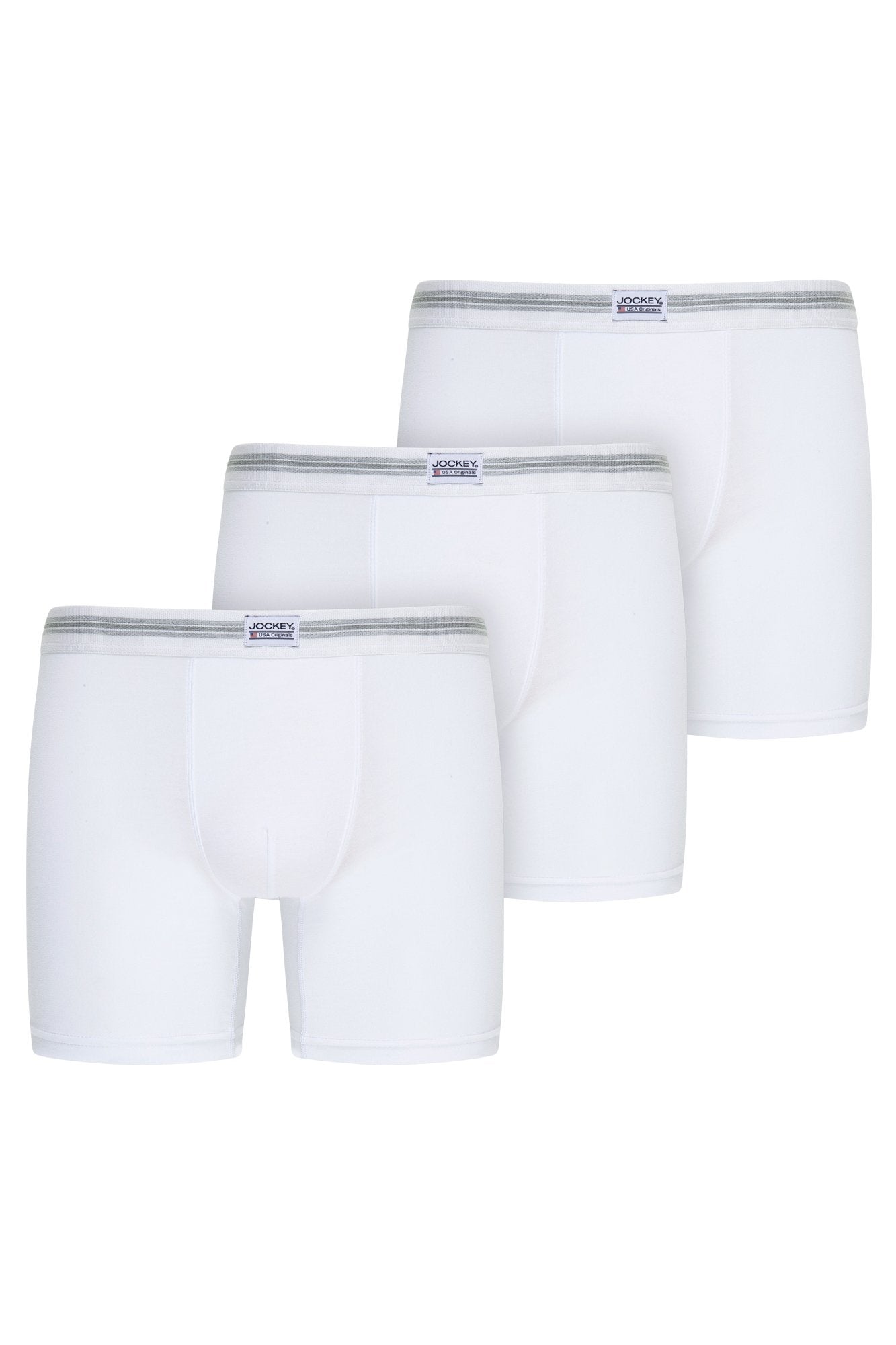 Jockey Cotton Stretch Boxer Trunk 3-Pack-White