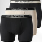 Emporio Armani 3 Pack Boxer Briefs - Black Beige