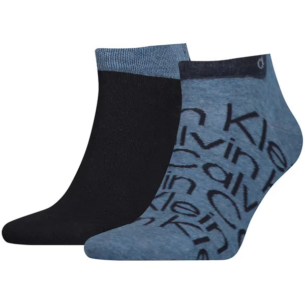 Calvin Klein Men's 2 Pack Sneaker All Over Logo Socks