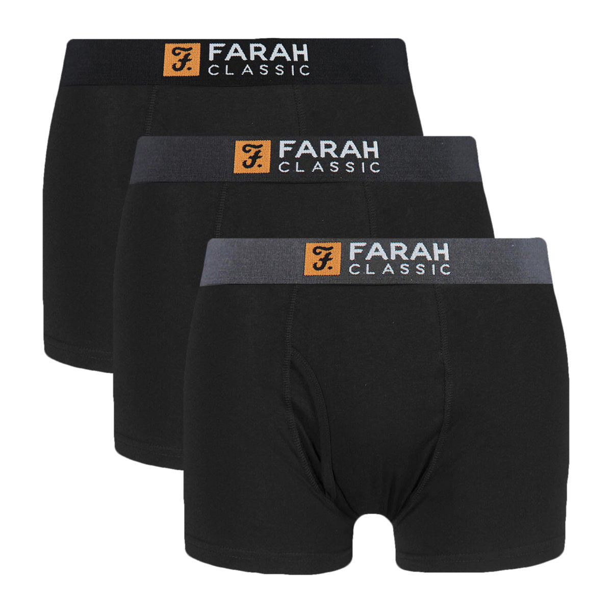 Farah Vintage Corban 3 Pack Boxer Shorts Black