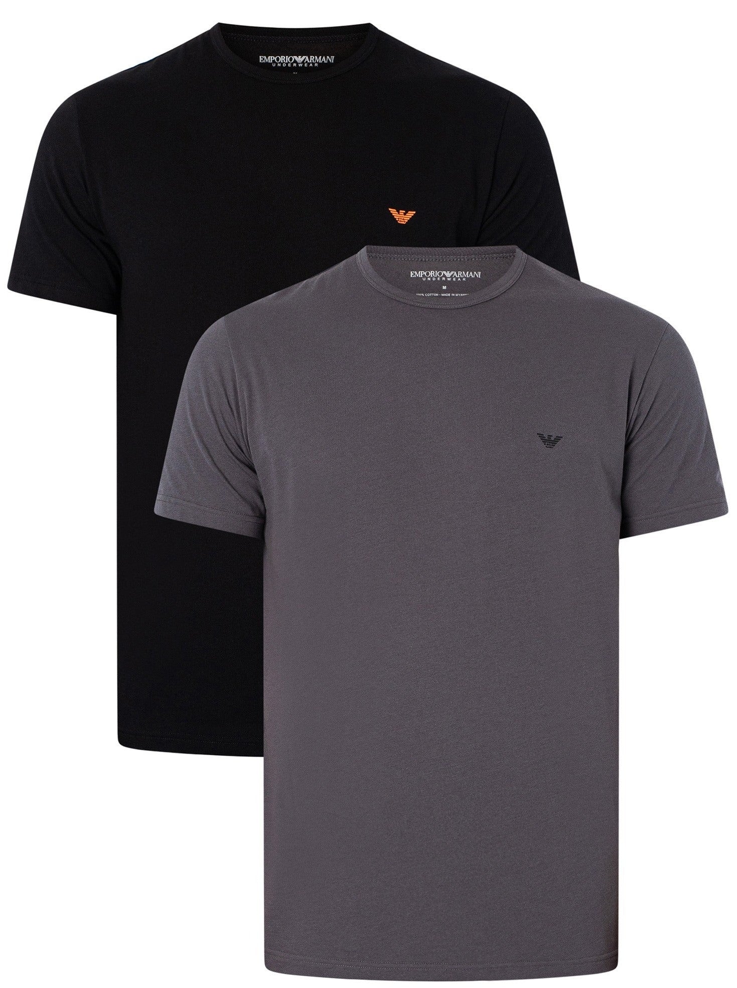 Emporio Armani 2 Pack Crew Neck T-Shirt - Black/Anthracite