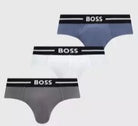 BOSS Men's 3 Pack Stretch Cotton Briefs - Blue/White/Grey