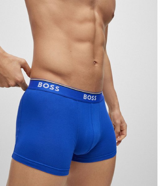 Boss 3 Pack of Stretch-Cotton Trunks - Black/Blue/Green