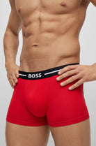 Boss 3 Pack of Stretch-Cotton Trunks - Blue Patterned