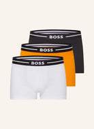 Boss 3 Pack of Stretch-Cotton Trunks - White/Orange/Black