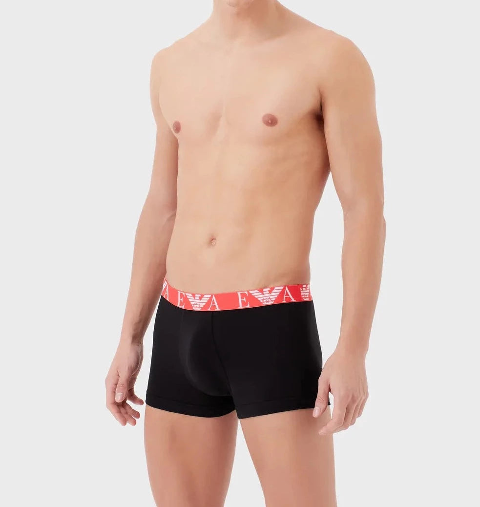 Emporio Armani 3 Pack Trunks Bold Monogram logo waistband - Black