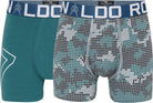 CR7 2-Pack Boy's Cotton Boxer Shorts Trunks - Green / Grey Print