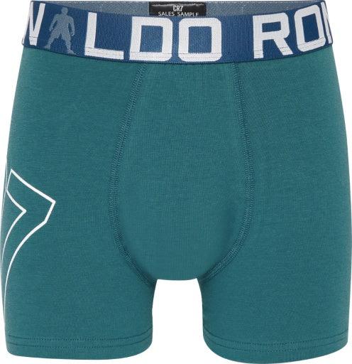 CR7 2-Pack Boy's Cotton Boxer Shorts Trunks - Green / Grey Print