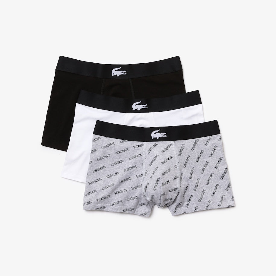 Lacoste Men’s Stretch Cotton Trunk 3-Pack - Black/Grey/White