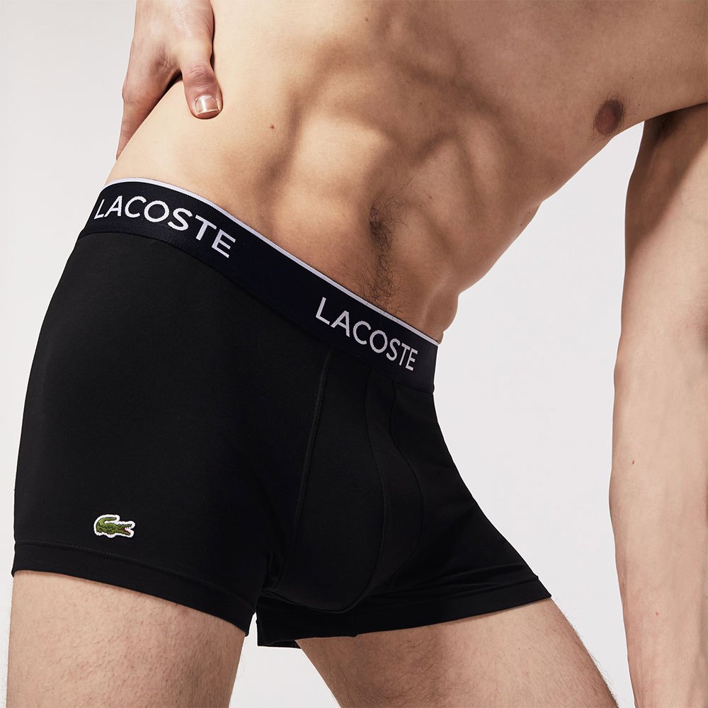 Lacoste Pack Of 3 Casual Black Cotton Stretch Trunks