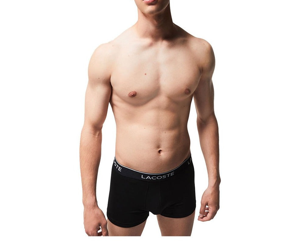 Lacoste Pack Of 3 Casual Black Cotton Stretch Trunks
