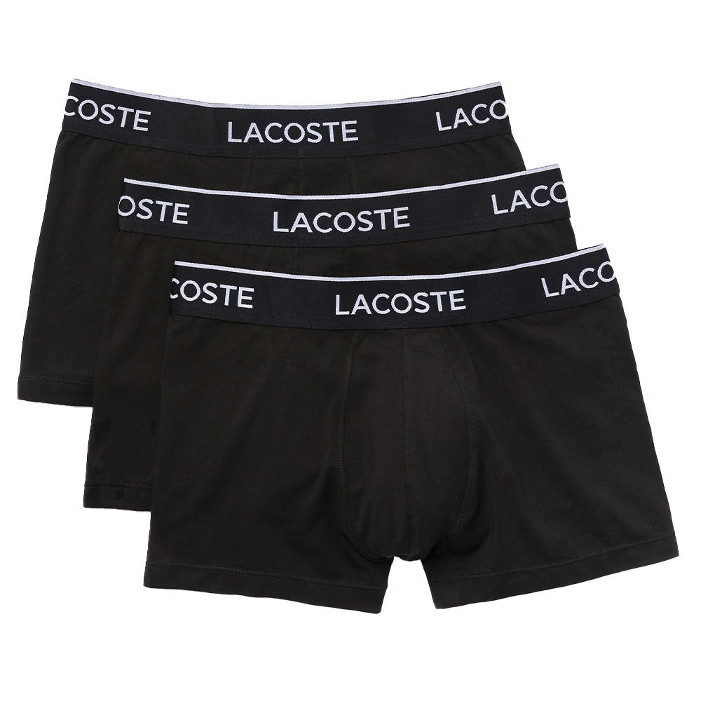 Lacoste Pack Of 3 Casual Black Cotton Stretch Trunks