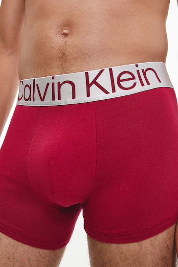 Calvin Klein 3 Pack Trunks - Steel Cotton - Red Carpet/Black/Grey Heather