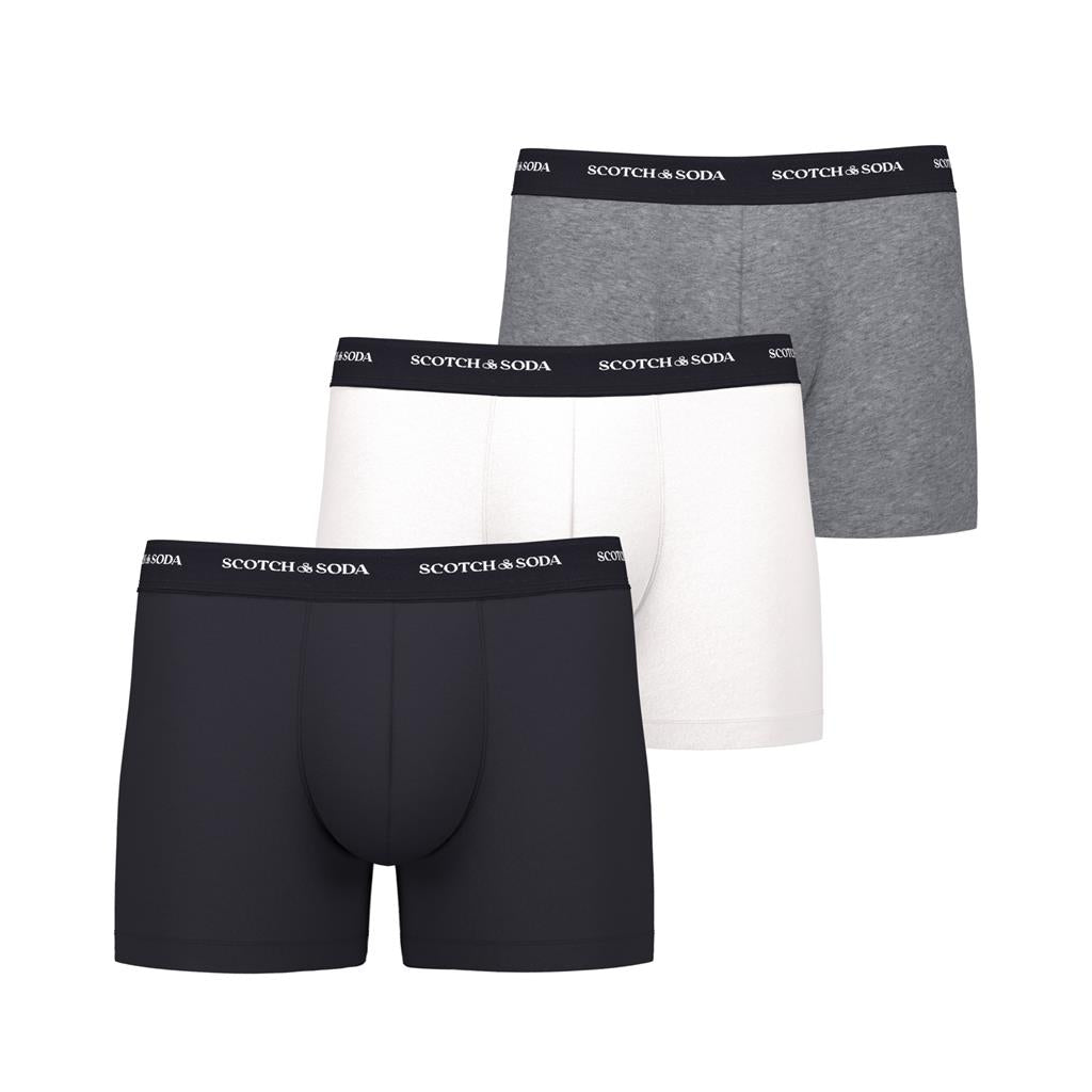 Scotch & Soda 3 Pack Men's Boxer Shorts - Black/White/Grey – Trunks and ...