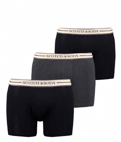 Scotch & Soda 3 Pack Men's Boxers - Black with Logo