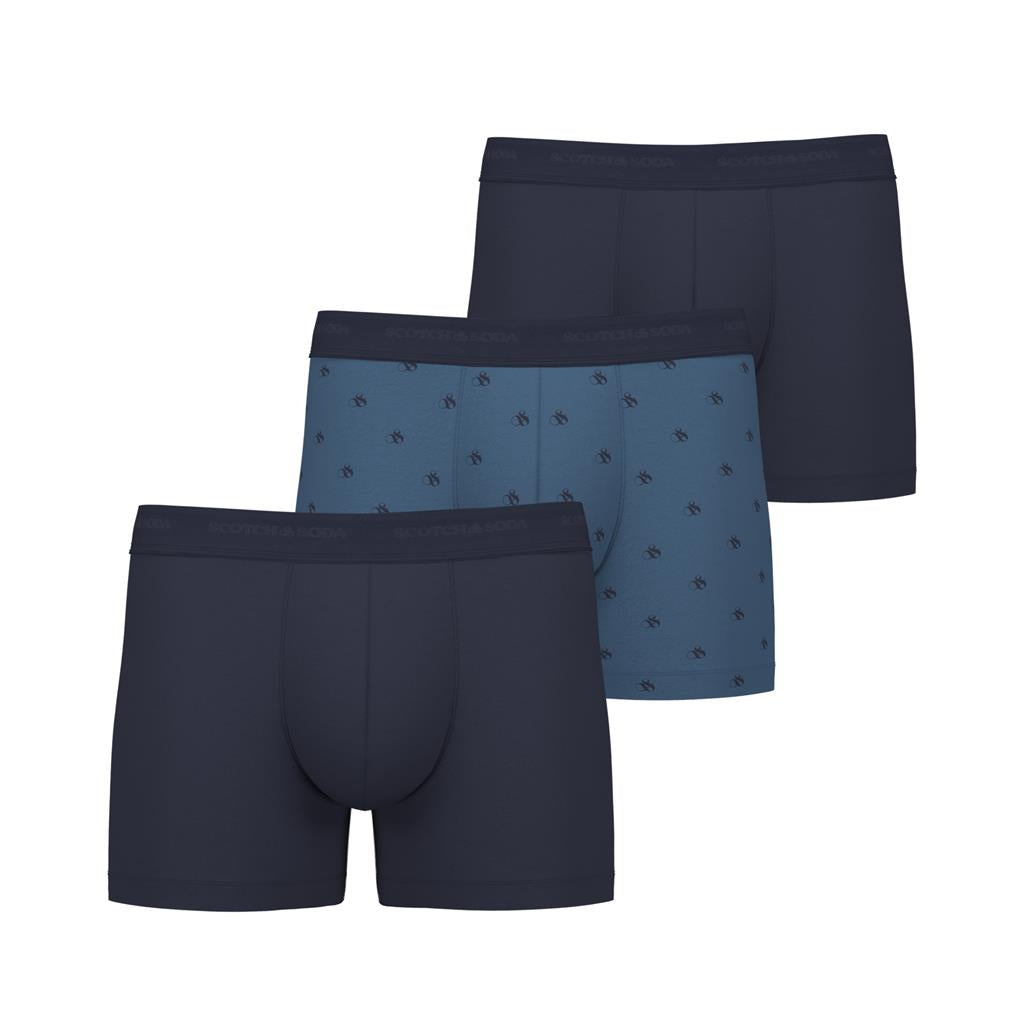 Scotch & Soda 3 Pack Men's Base Ampersand AOP Boxers - Blue