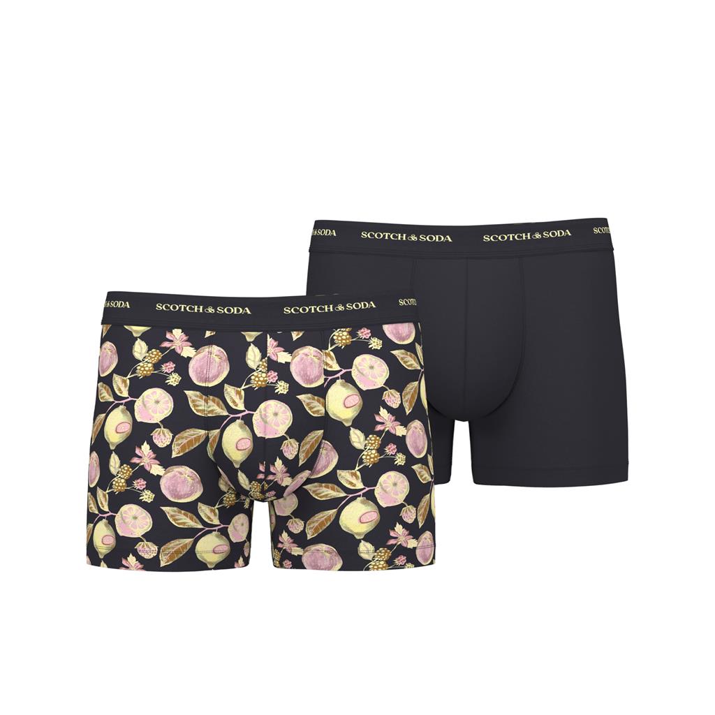 Scotch & Soda 2 Pack Men's Iconic AOP Boxers - Black/Yellow