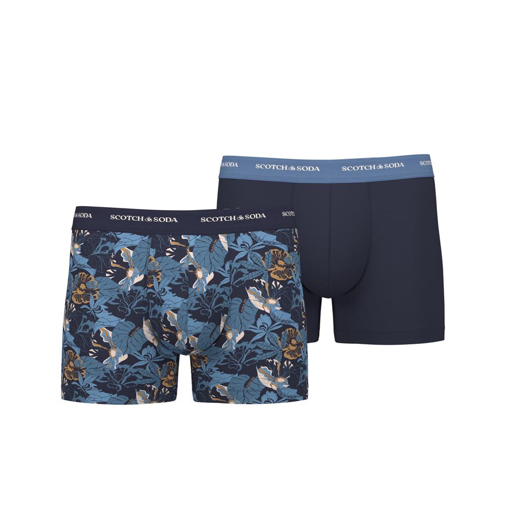 Scotch & Soda 2 Pack Men's Iconic AOP Boxers - Navy/Blue