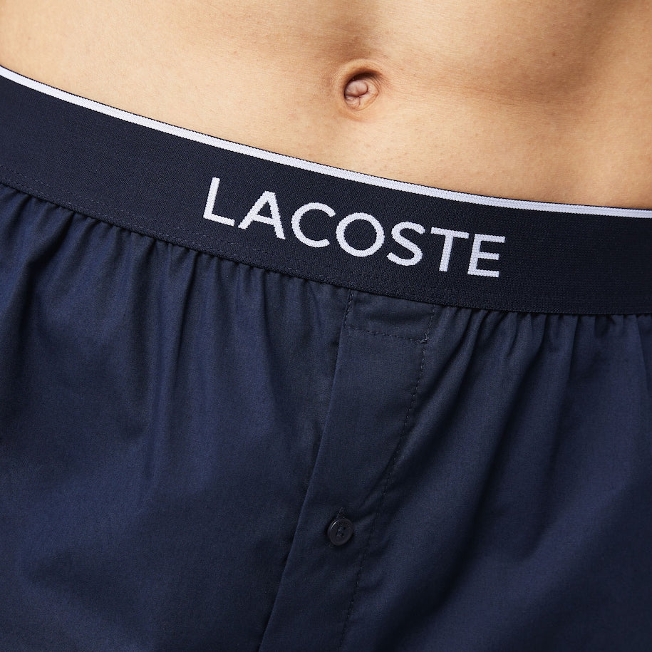 Lacoste Men's Cotton Poplin Boxer 3-Pack- Navy/Blue/stripe