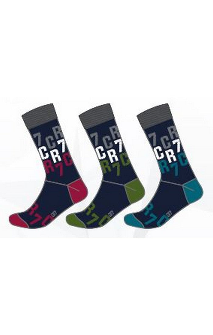 CR7 Boys Socks Three Pack - Red /Blue / Yellow